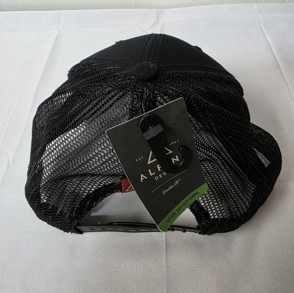 Alpine Design AD M Patch Trucker Black and Red Mesh Hat Embroidered Logo